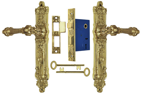 French Victorian Narrow Door Set with 2 5/8" Backset Mortise Lock