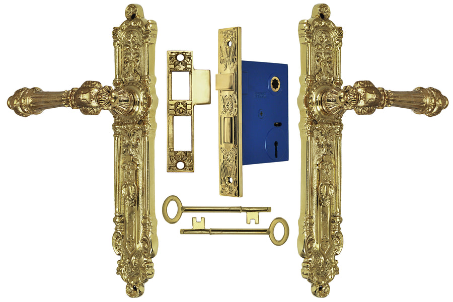 French Victorian Narrow Door Set with 2 5/8" Backset Mortise Lock