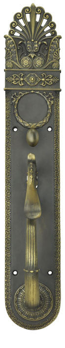 Art Nouveau Style Pierced Yale Entry Turnlatch Door Plate With Thumblatch