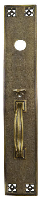 Arts & Crafts Exterior Entry Thumblatch Door Plate 19 1/2" Tall