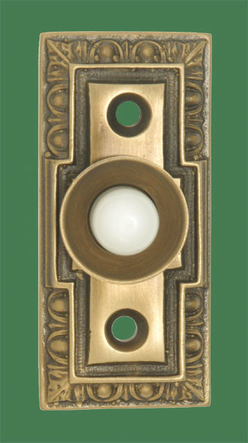 Small Classic Victorian Doorbell Antique Finish 1 1/8" Wide