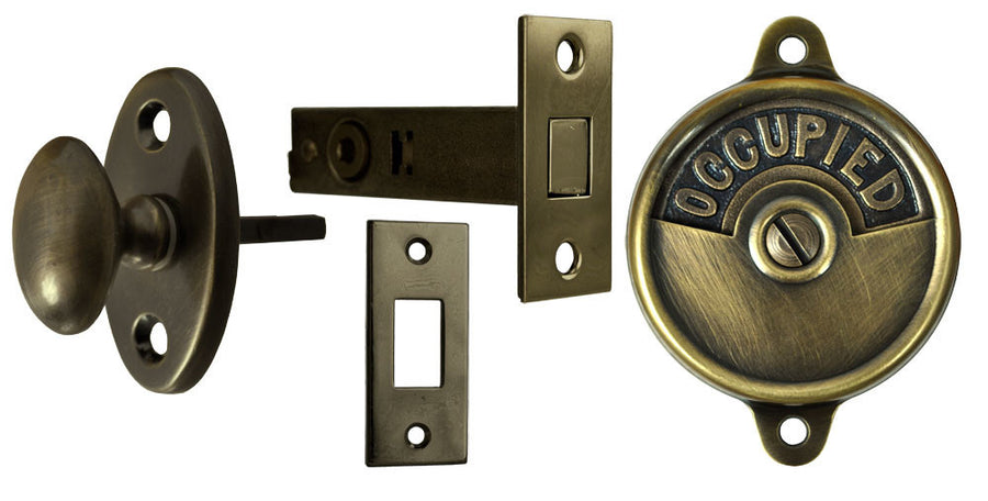 Occupied/Open Bathroom Privacy Latch With Oval Knob Turnlatch