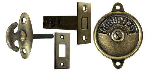 Occupied/Open Bathroom Privacy Latch with Crescent Turnlatch