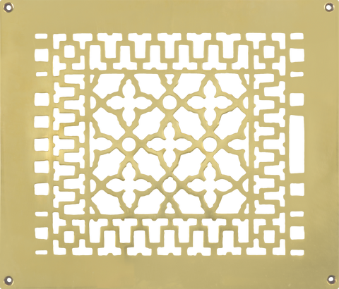 Brass Grille Vent Register for Floor Wall or Ceiling: IS 9.75" X 11.75"; OS 12" X 14"