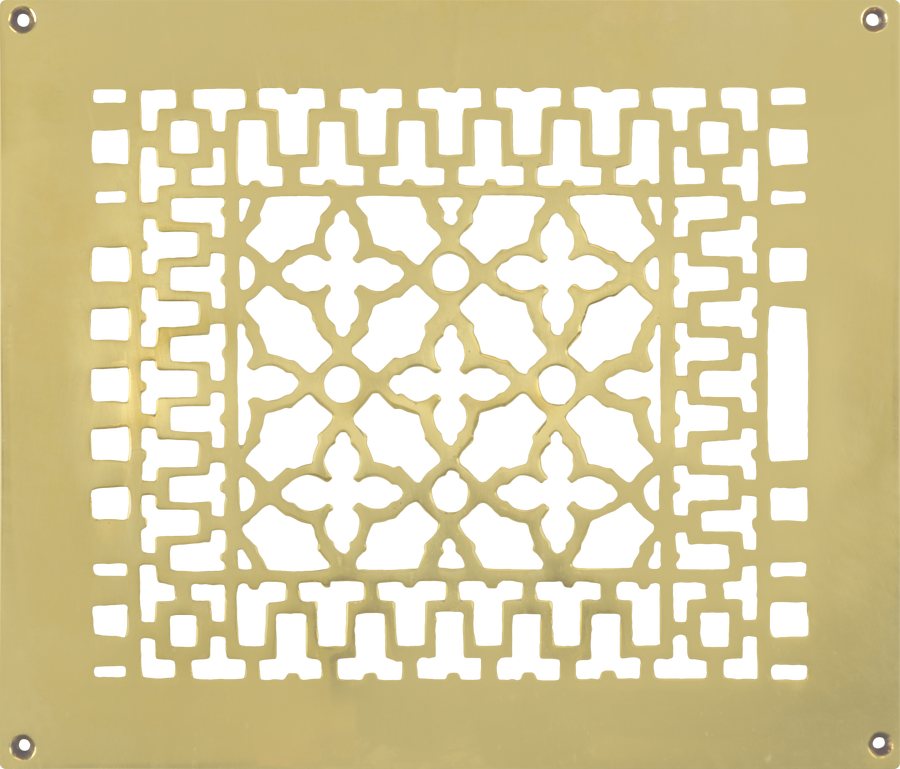 Brass Grille Vent Register for Floor Wall or Ceiling: IS 9.75" X 11.75"; OS 12" X 14"