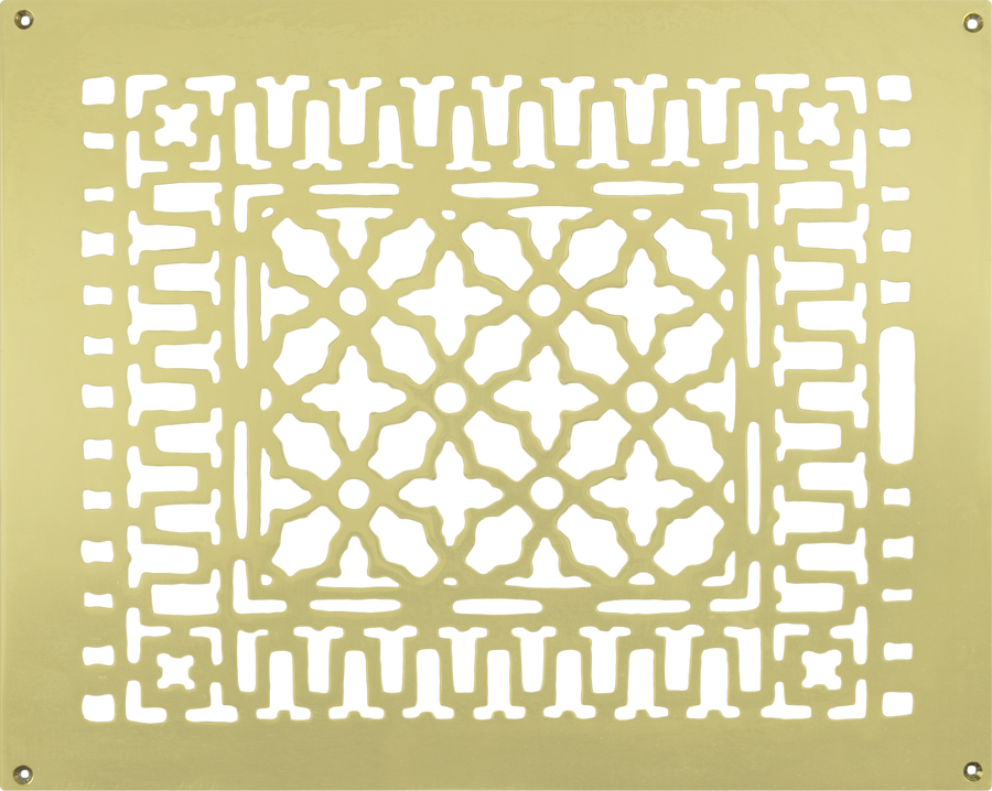 Brass Grille Vent Register for Floor Wall or Ceiling: IS 14" X 17.75"; OS 16" X 20"