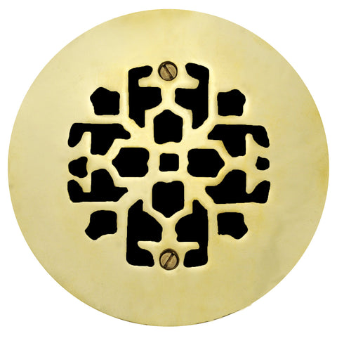 Brass Round Floor, Ceiling, or Wall Grates for Air or Heat Vent. Register Covers Without Dampers, 4" Hole Size, 6" Overall Diameter