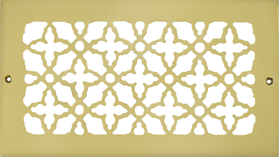 Brass Grille Vent Register for Floor Wall or Ceiling: IS 6" X 12"; Oa 8" X 14"