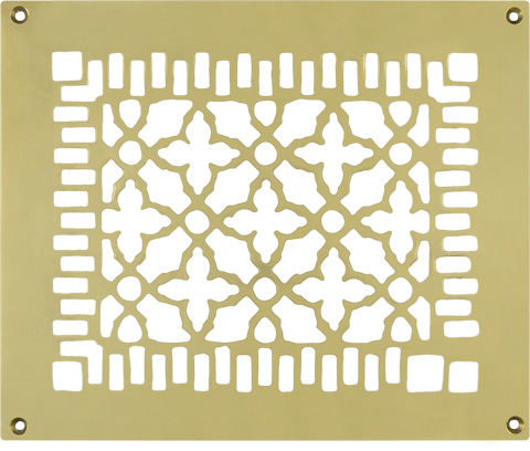 Brass Grille Vent Register for Floor Wall or Ceiling: IS 8" X 10"; Oa 10" X 12"