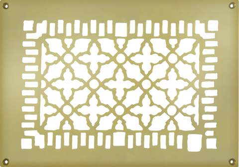 Brass Grille Vent Register for Floor Wall or Ceiling: IS 8" X 12"; Oa 10" X 14"
