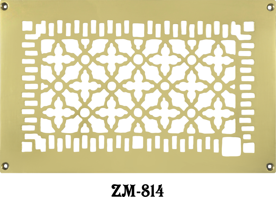 Brass Grille Vent Register for Floor Wall or Ceiling: IS 8" X 14"; Oa 10" X 16"