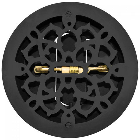 Cast Iron Round Floor, Ceiling, or Wall Grates for Air or Heat Vent. Register Cover With Damper, 11" Hole Size, 13" Overall Diameter