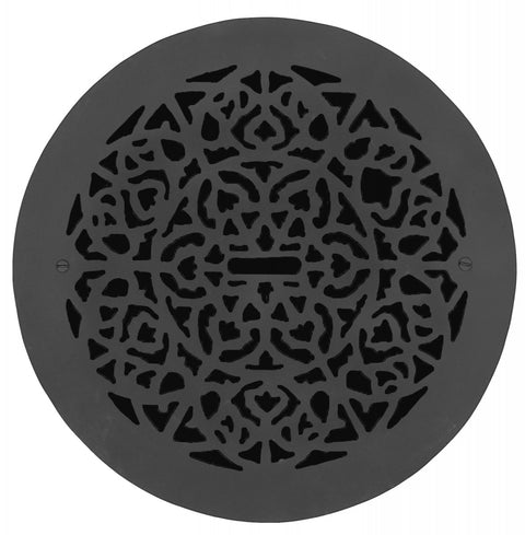 Cast Iron Round Floor, Ceiling, or Wall Grates for Air or Heat Vent. Register Cover Without Damper, 12" Boot Size, 14" Overall Diameter
