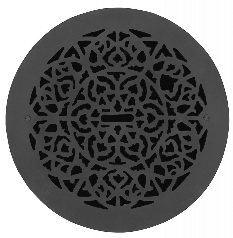 Cast Iron Round Floor, Ceiling, or Wall Grates for Air or Heat Vent. Register Cover Without Damper, 12" Boot Size, 14" Overall Diameter