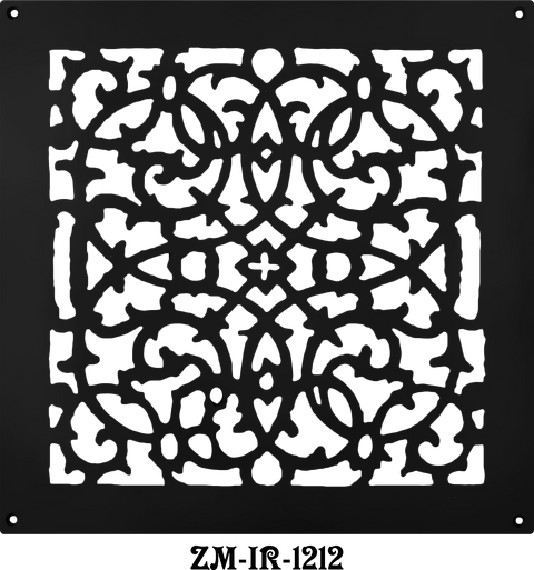 Cast Iron Floor Ceiling or Wall Grille Registers Without Dampers Hole Size: 12" x 12"; Overall Size: 14" x 14"