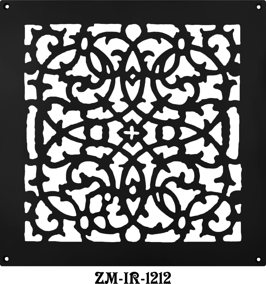Cast Iron Floor Ceiling or Wall Grille Registers Without Dampers Hole Size: 12" x 12"; Overall Size: 14" x 14"