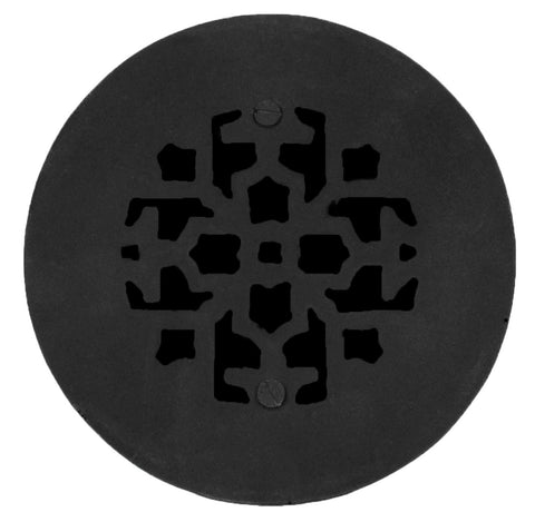Cast Iron Round Floor Ceiling or Wall Grates Vent Register Cover, No Damper, 4" Boot-Size, 6" Overall