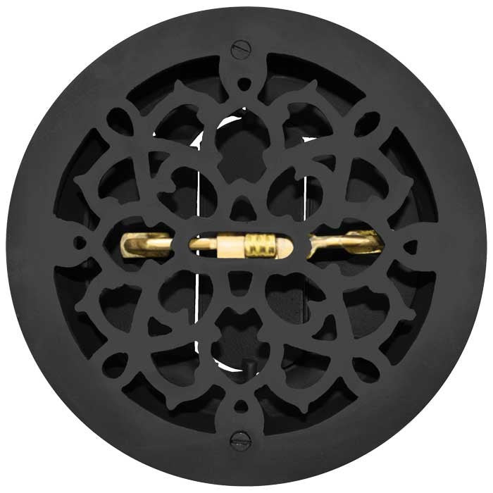 Cast Iron Round Floor, Ceiling, or Wall Grates for Air or Heat Vent. Register Cover With Damper, 8" Hole Size, 9" Overall Diameter