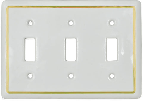 White Porcelain Victorian Style Triple Light Switch Plate Cover