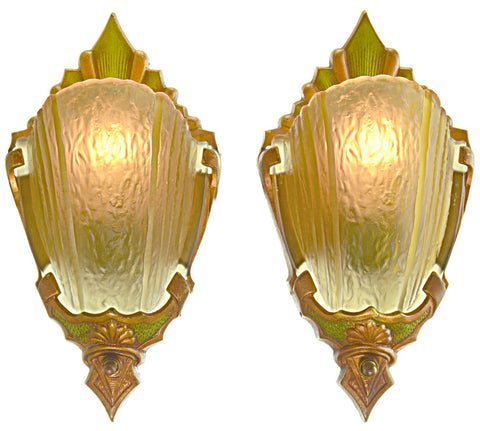 Pair of Slip Shade Art Deco Sconces by Markel