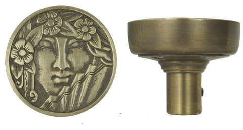 Art Nouveau Lady Face Doorknob